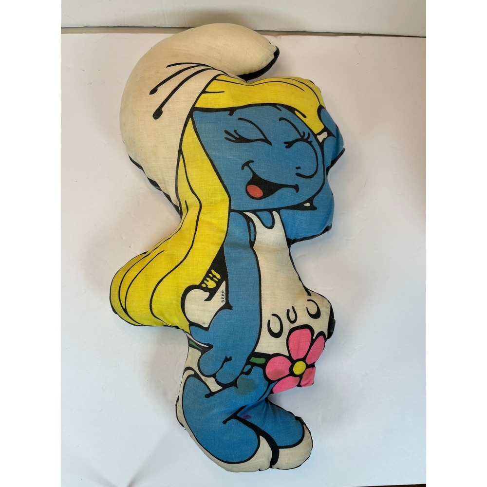 Vintage 1980s Smurfette Plush Pillow Toy Peyo Smurfs Character Stuffed 18 Inch